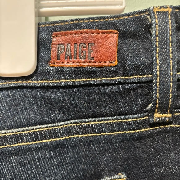 Paige Jimmy Jimmy Shorts Sz 31 Dark Wash Cutoff Denim Raw Hem Cuffed Shorty - Picture 7 of 11